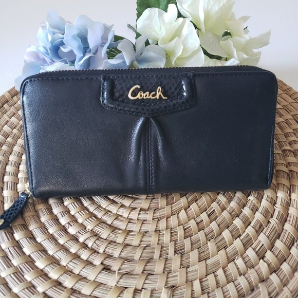 Coach Handbags - Coach Large Black Soft Napa Leather Classic Zip Around Accordian Style Wallet